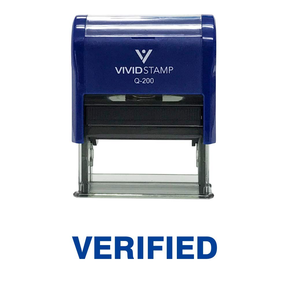 Verified Self Inking Rubber Stamp (Blue Ink) - Medium