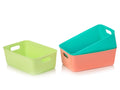 Plastic Storage Basket With Handle, Multipurpose Organiser Box For Clothes, Toys, Kitchen, 26X16.5X9 Cm (01)