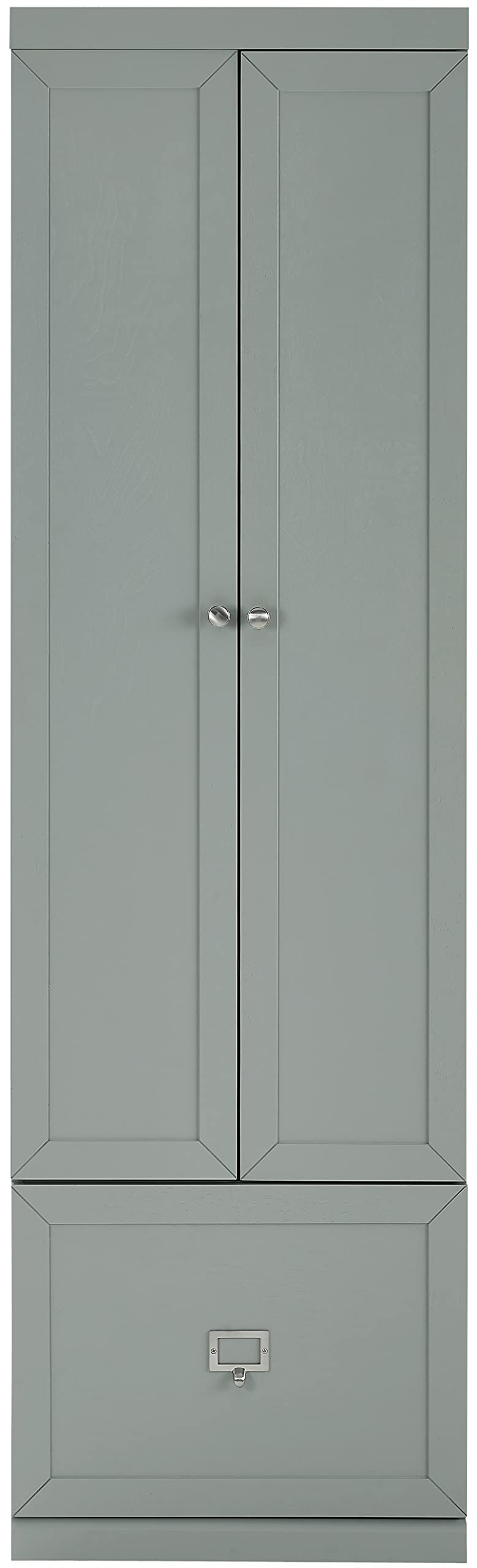 Crosley Furniture Harper Convertible Storage Cabinet with Coat Rack Hooks for Hanging, Gray