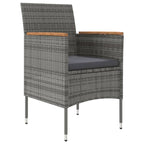 vidaXL Patio Dining Set 7 Piece - PE Rattan Chairs w/Cushions, Powder-Coated Steel Table, Glass Top - Gray/Black Outdoor Garden Furniture