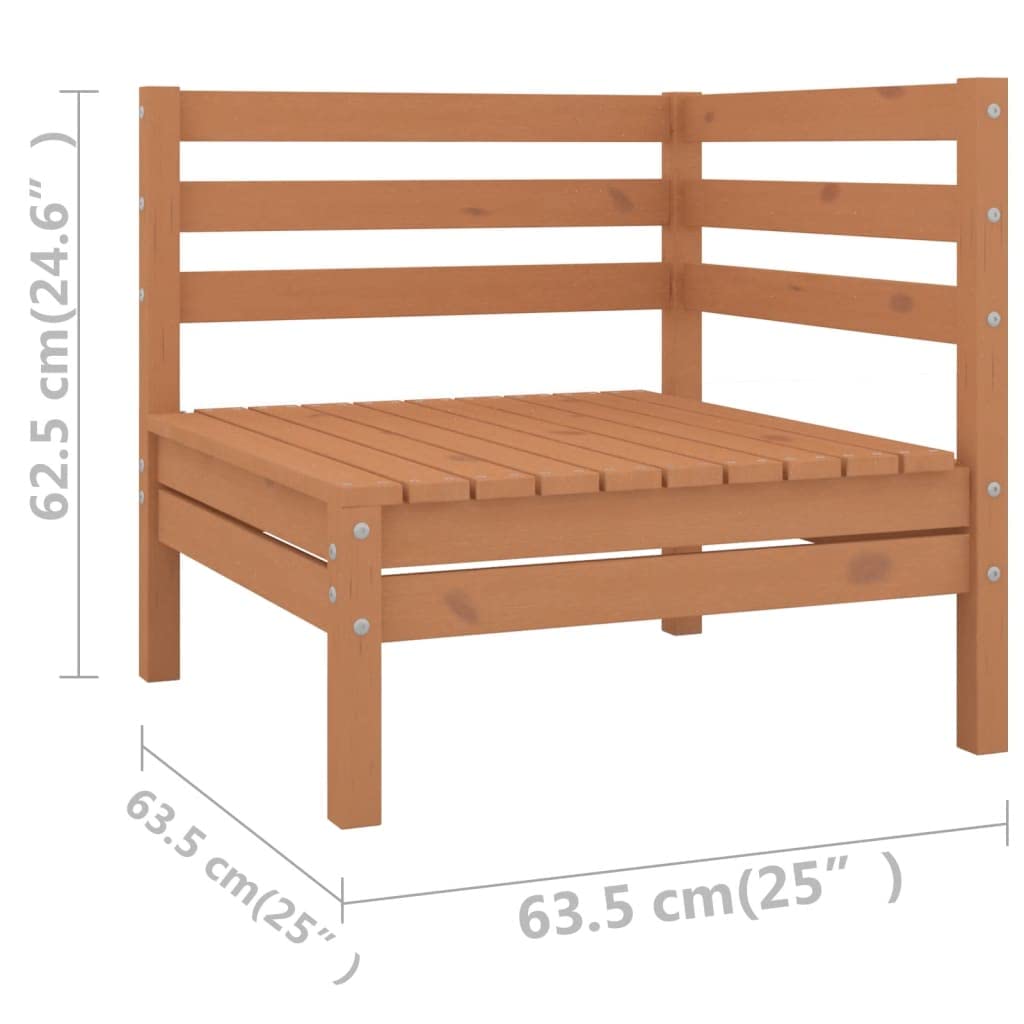 vidaXL Solid Pinewood Patio Lounge Set 3 Piece Garden Outdoor Terrance Backyard Furniture Set Wooden Lounge Sofa Seating Chair Seat Honey Brown