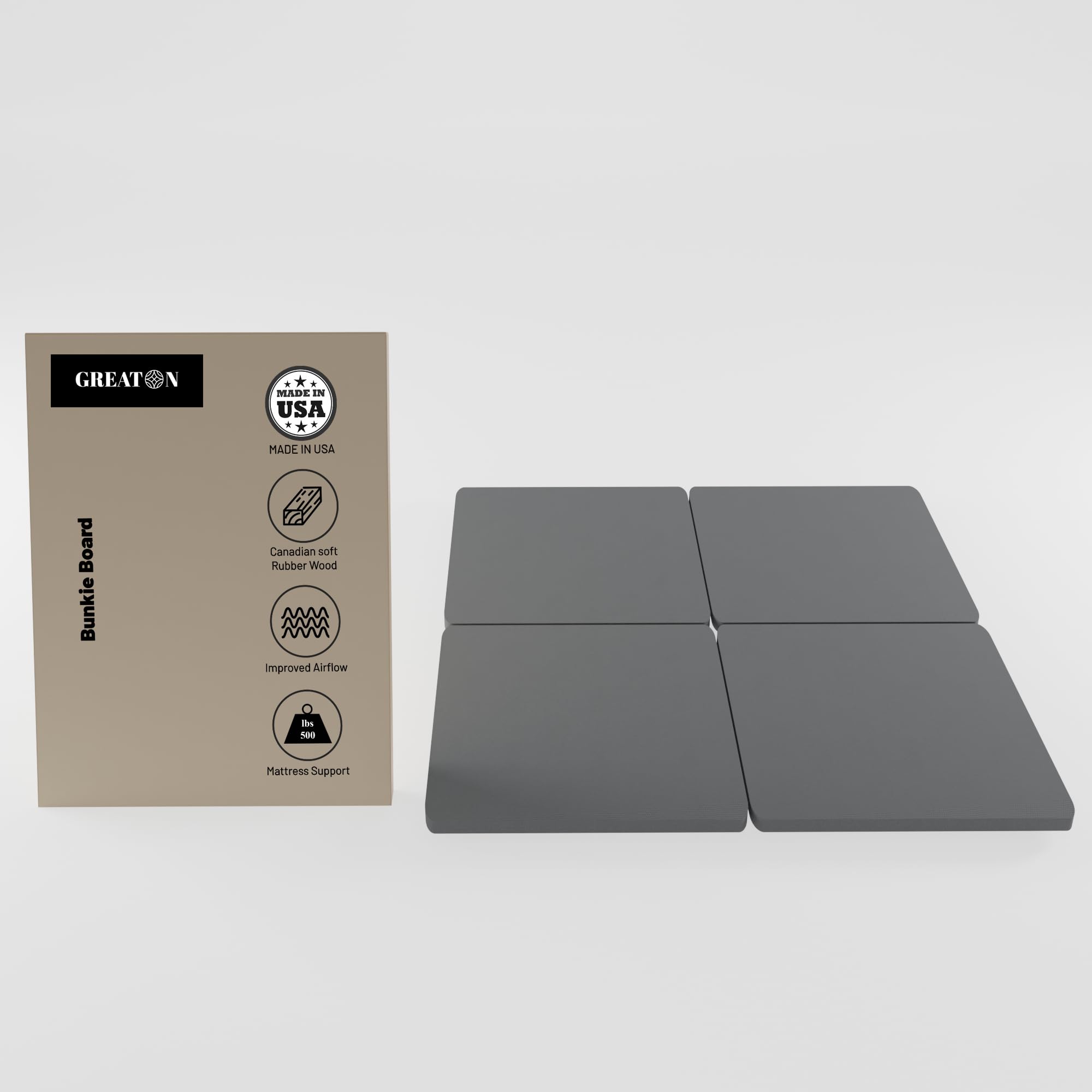 Greaton, 1.5-Inch Split Bunkie Board For Mattress/Bed, Fully Assembled, Improved Comfort And Support, Queen(Fold), Grey