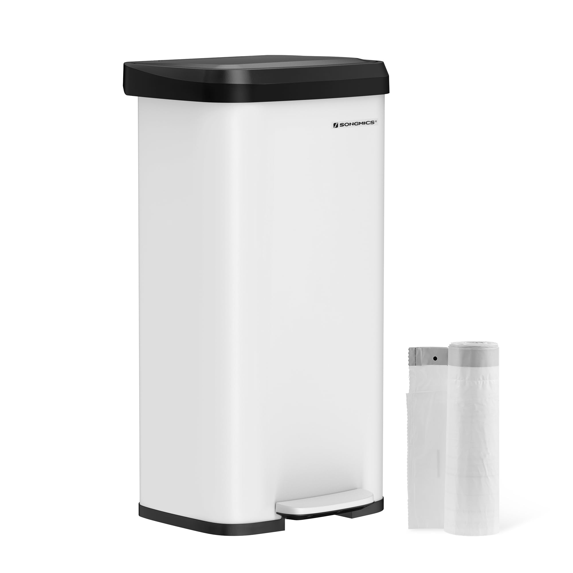 SONGMICS Kitchen Trash Can, 18-Gallon Stainless Steel Garbage Can, with Stay-Open Lid and Step-on Pedal, Soft Closure, Tall, Lar