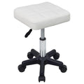 FURWOO Square Swivel Stool with Wheels PU Leahter Rolling Stool Height Adjustable Stool for Spa Salon Massage White