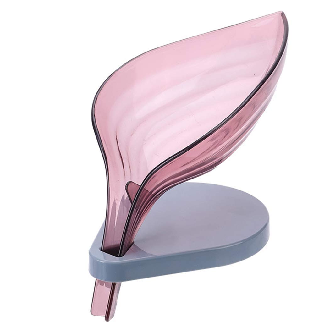 SVK Dream Leaf Shape Plastic Self Draining Bathroom Soap Holder Soap Box, Leafology Decorative Drainage Soap Holder with Drainin