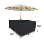 Covers & All Rectangle Table & Chair Set Cover, Umbrella Hole, 12 Oz Waterproof Uv & Weather Resistant, Patio Lawn Garden Backyard Furniture, Air Vents & Drawstrings (88'L X 58'W X 23'H, Black)