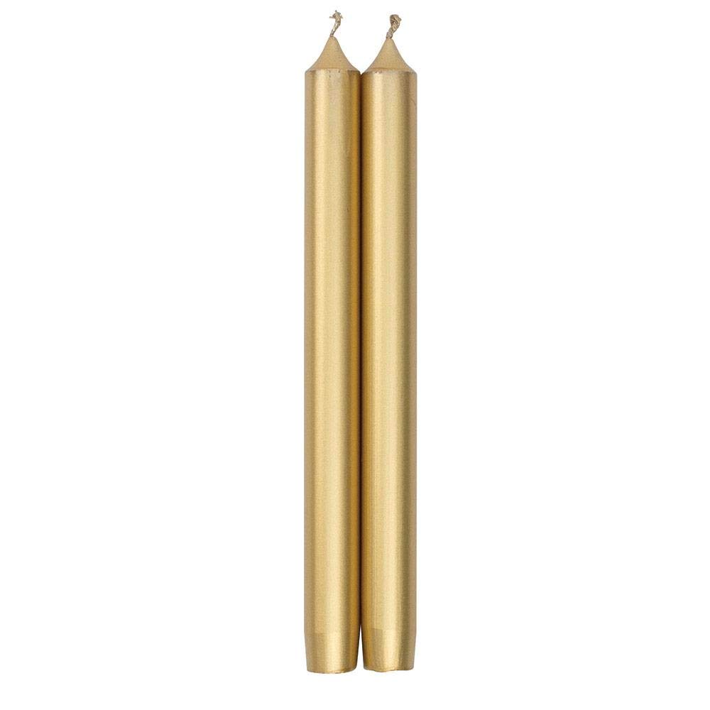 Caspari Straight Taper 12 Inch Dinner Candles in Gold, 2 Count