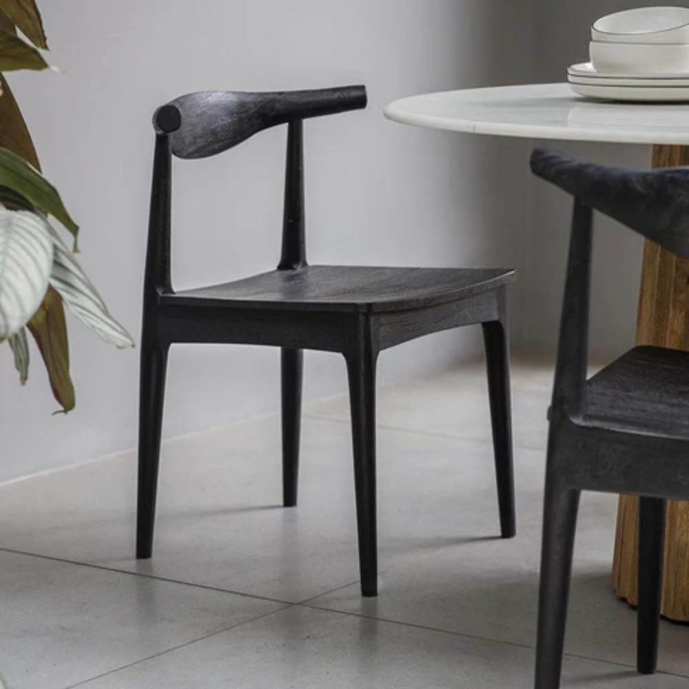 Suryavanshi Acacia Wood Hiro Dining Chair  Modern And Elegant Seating For Dining Rooms, Wire Brushed Finish Dark Walnat Finish,