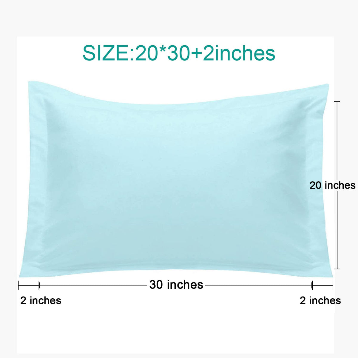 Ntbay 100% Brushed Microfiber Queen Pillow Shams Set Of 2, Super Soft And Cozy, Wrinkle, Fade, Stain Resistant 20X30 Inches Oxford Pillowcases, Light Blue