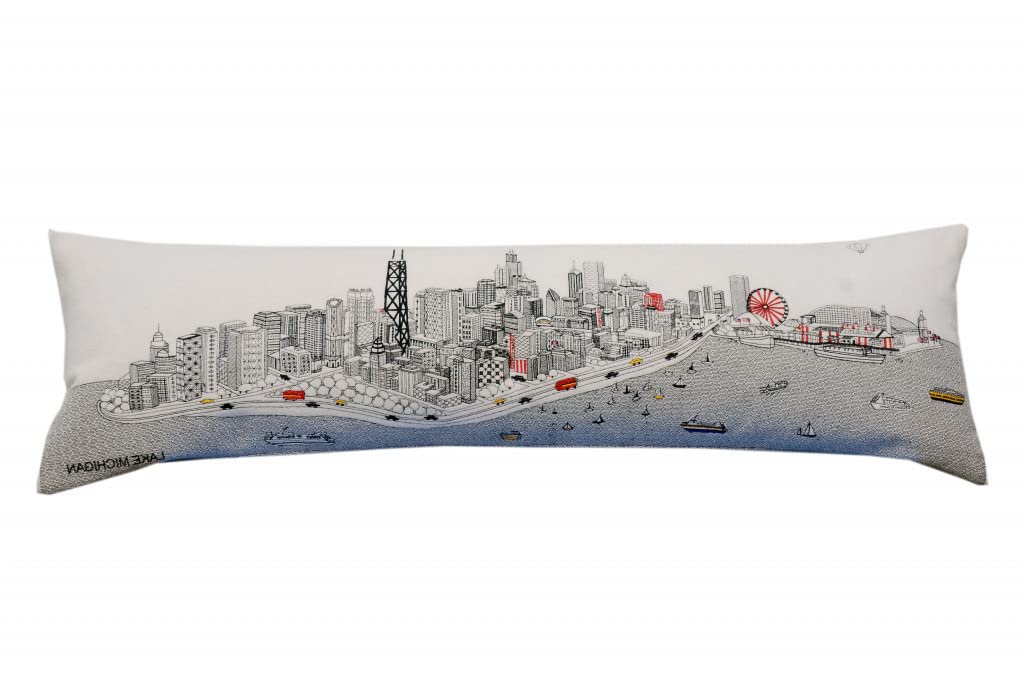 HomeRoots Cream 45' White Chicago Daylight Skyline Lumbar Decorative Pillow