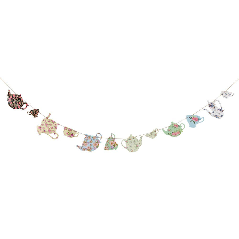 Tea Party Decoration Banner And Hanging Decorations Set Alice In Wonderland Party Garland Decor Teapot Teacup Flower Hanging Gar