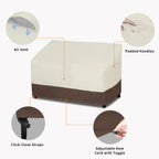 Easy-Goinchg Waterproof Outdoor Couch Cover, Heavy Duty 3-Seater Patio Sofa Cover, Winchdproof Outdoor Furniture Cover With Air Vent (62Wx40Dx33H Inch, Beige/Dark Brown)