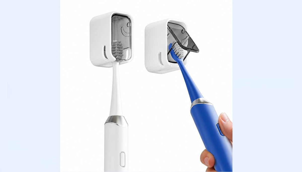 TROVIX pcs Wall Toothbrush Holder with Dustproof Clear Window,SelfAdhesive,Vertical Quick Dry Storage,Removable & Compact Organ