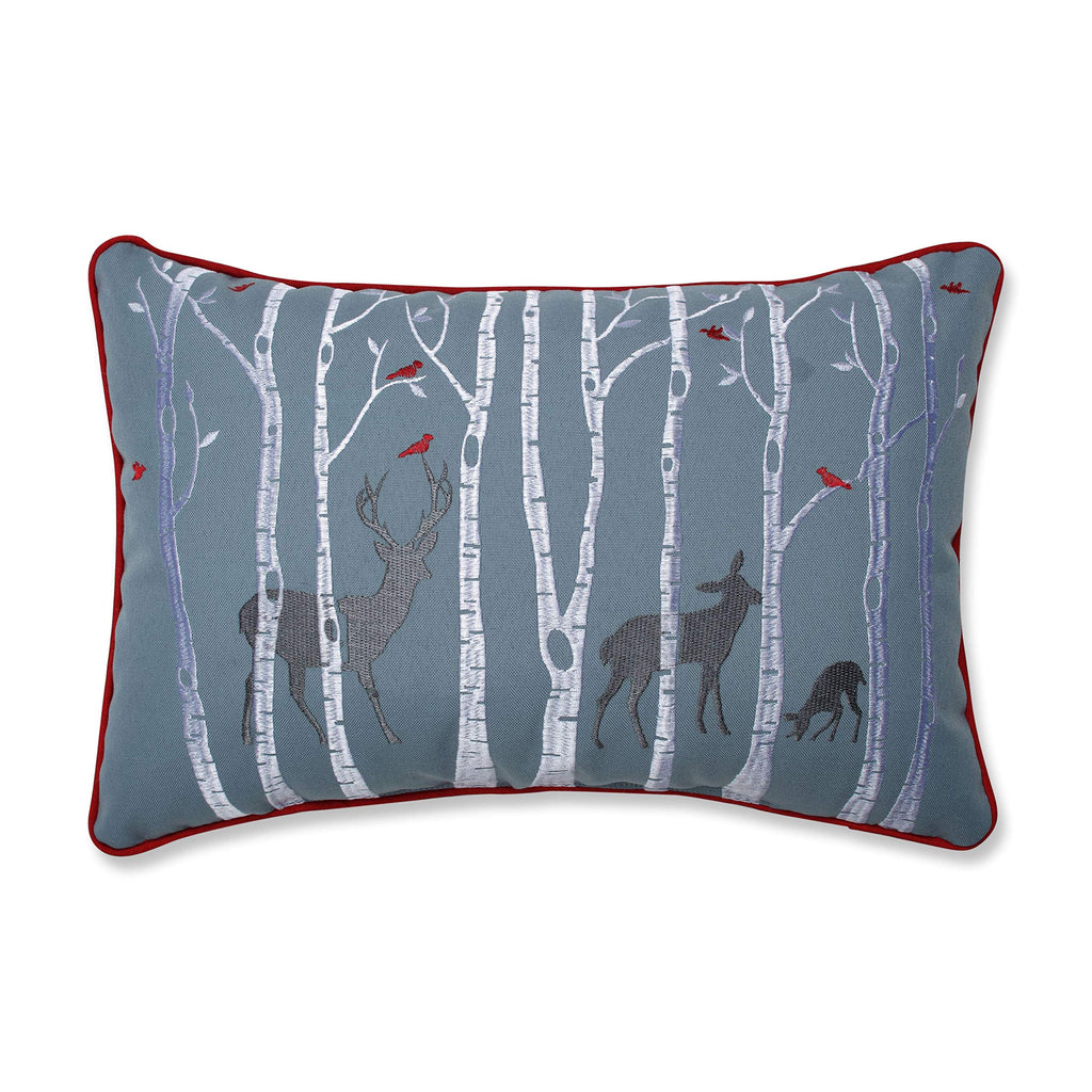 Pillow Perfect Christmas Embroidered Lumbar Decorative Pillow, 11.5' X 18.5', Blue