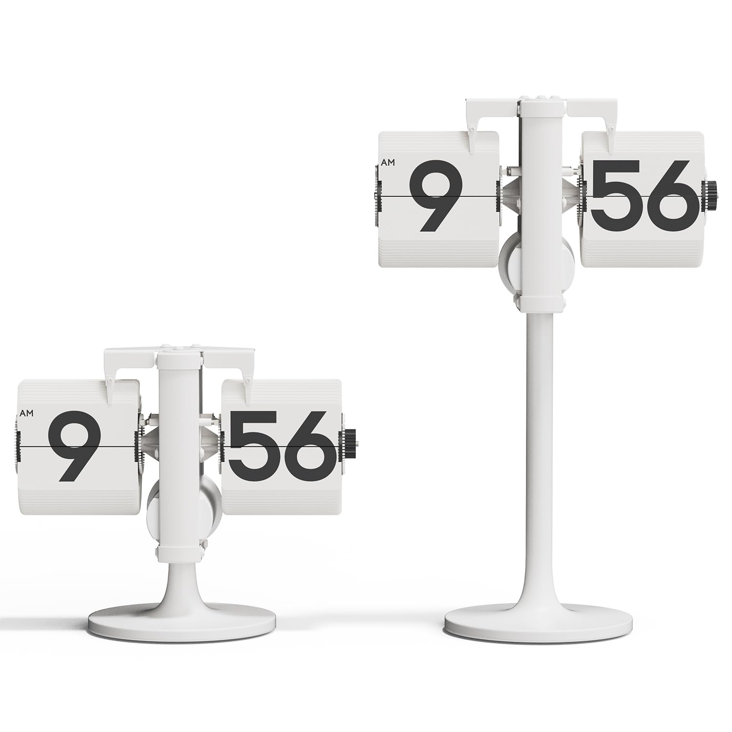 mooas Standing Height Adjustable Flip Desk Clock (White), Retro Vintage Analog Design Flip Clock Standing Clock Battery Operated
