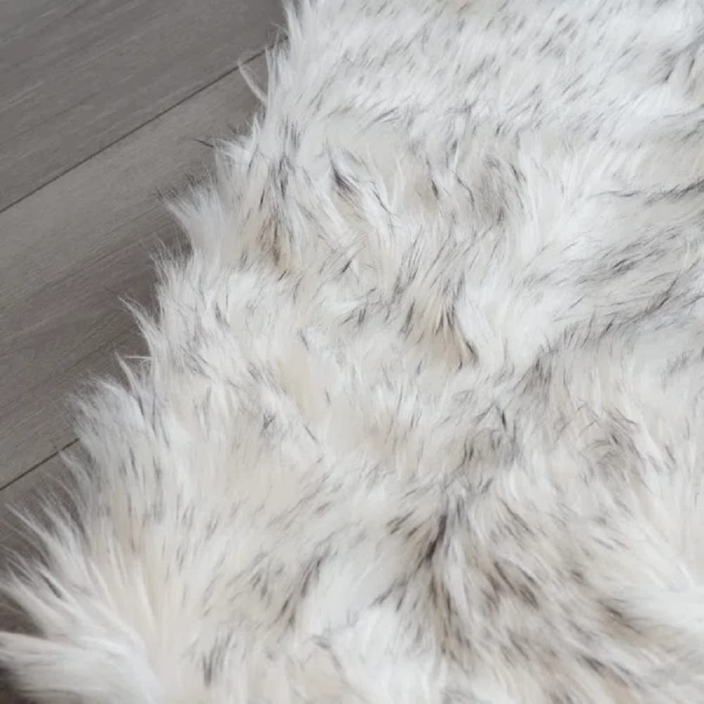 Orinova White And Grey Area Rugs 9X12 Living Room Large Washable Faux Fur Rugs For Bedroom Nursery Shaggy Sheepskin Fur Rectangl