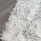 Orinova Grey And White Plush Shag Washable Rugs For Bedroom Faux Sheepskin Fur Furry Carpet For Living Room 2X6 Nursery Rug Runn