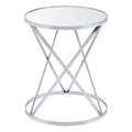 Acme Flux Round Side Table with Metal Base in Mirrored and Chrome