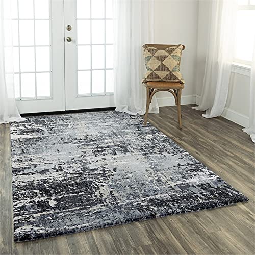 Elect 9' X 12' Abstract Gray/Gray /Blue Power-Loomed/Hybrid Area Rug