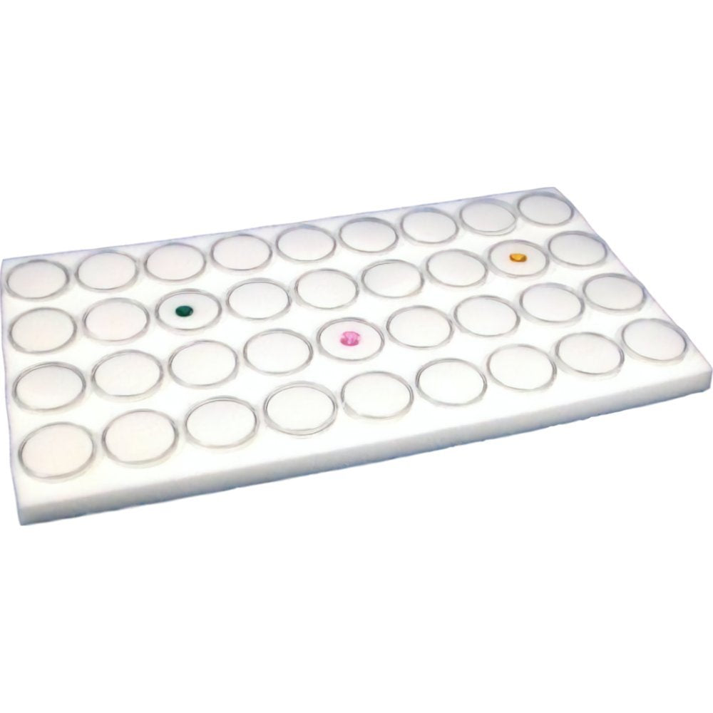 FindingKing 36 White Foam Gem Jars Gemstone Storage Display Tray Insert