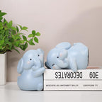 Cute Hug Elephants Decorative Bookends, Unique Book Ends To Hold Books Creative Resin Book Holder Stopper For Home Office Desk B