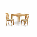 East West Furniture OXAN3-OAK-C 3 Piece Dining Table Set for Small Spaces Contains a Square Dining Room Table and 2 Linen Fabric Upholstered Chairs, 36x36 Inch, Oak