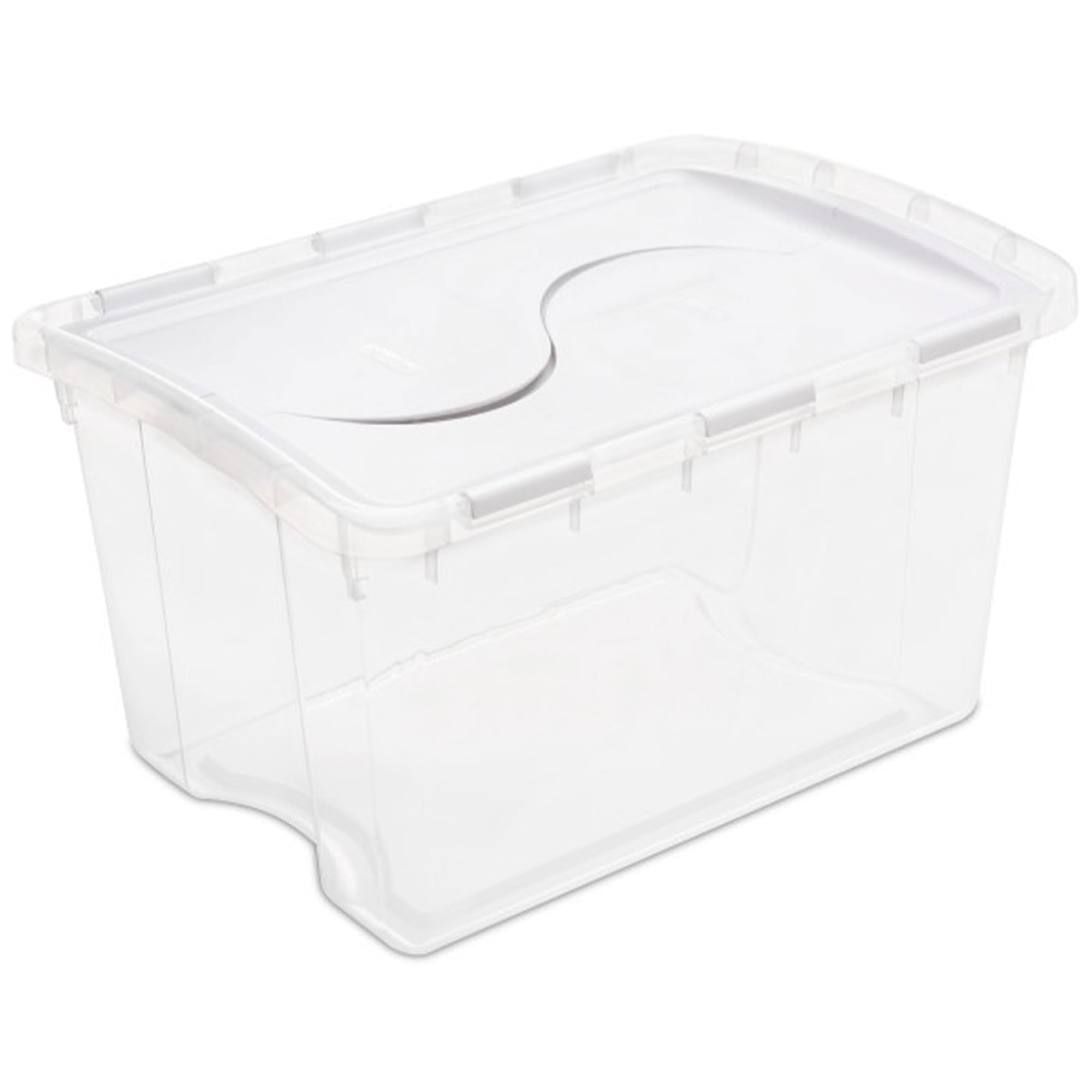 Sterilite 48 Qt Hinged Lid Storage Box, Stackable Bin with Lid, Plastic Container to Organize Home, Office, Basement, Clear with