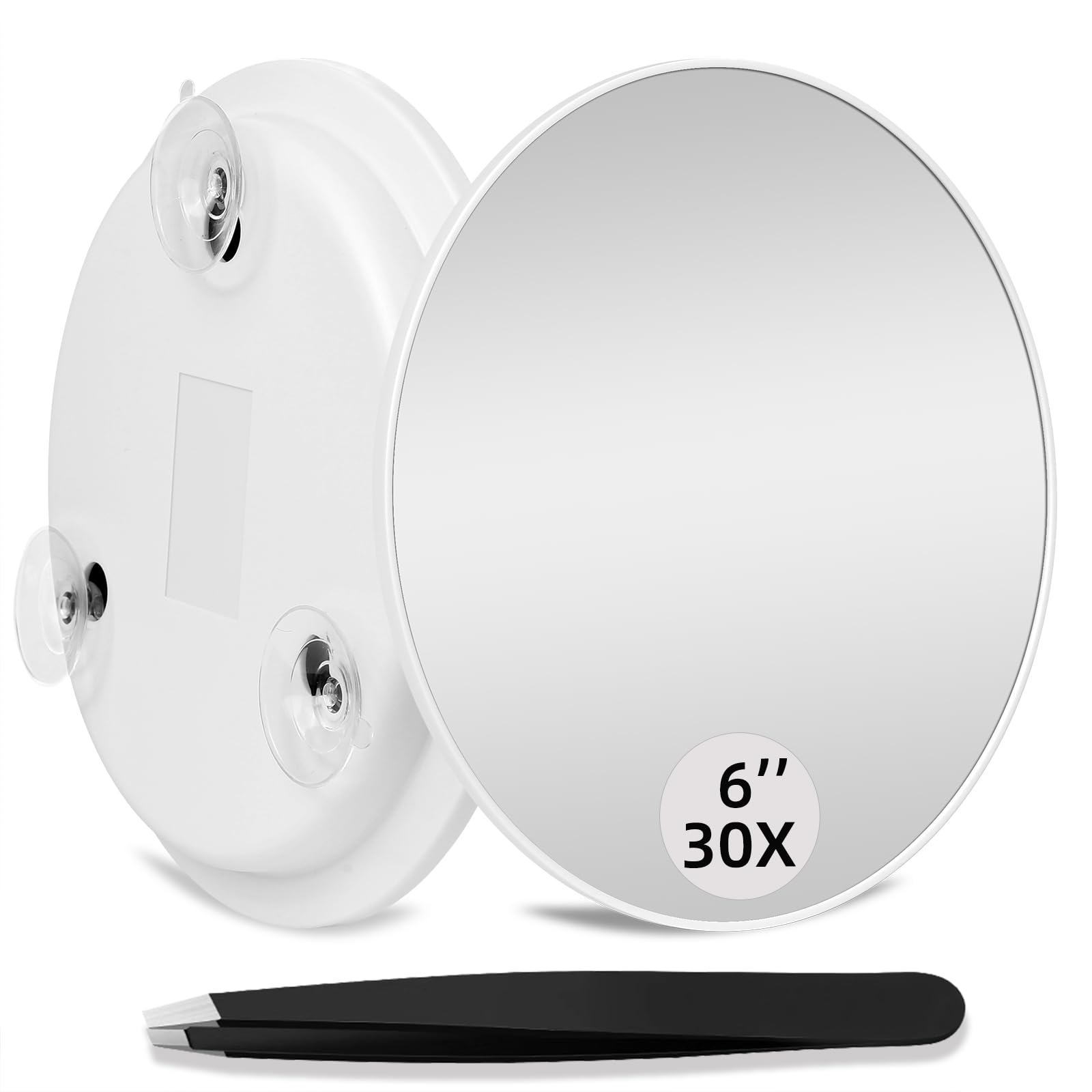 30X Magnifying Mirror, Round 30X High Magnification Mirror, Large Magnifying Mirror with 3 Suction Cups, 30x Makeup Magnifying M