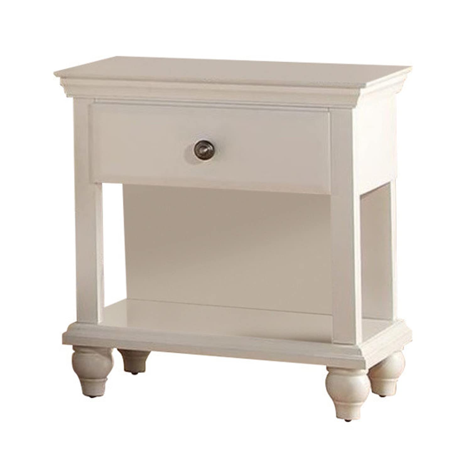 Benjara Poplar Wood Night Stand With Storage, White