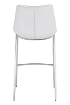 Magnus Bar Chair (Set of 2) White & Silver