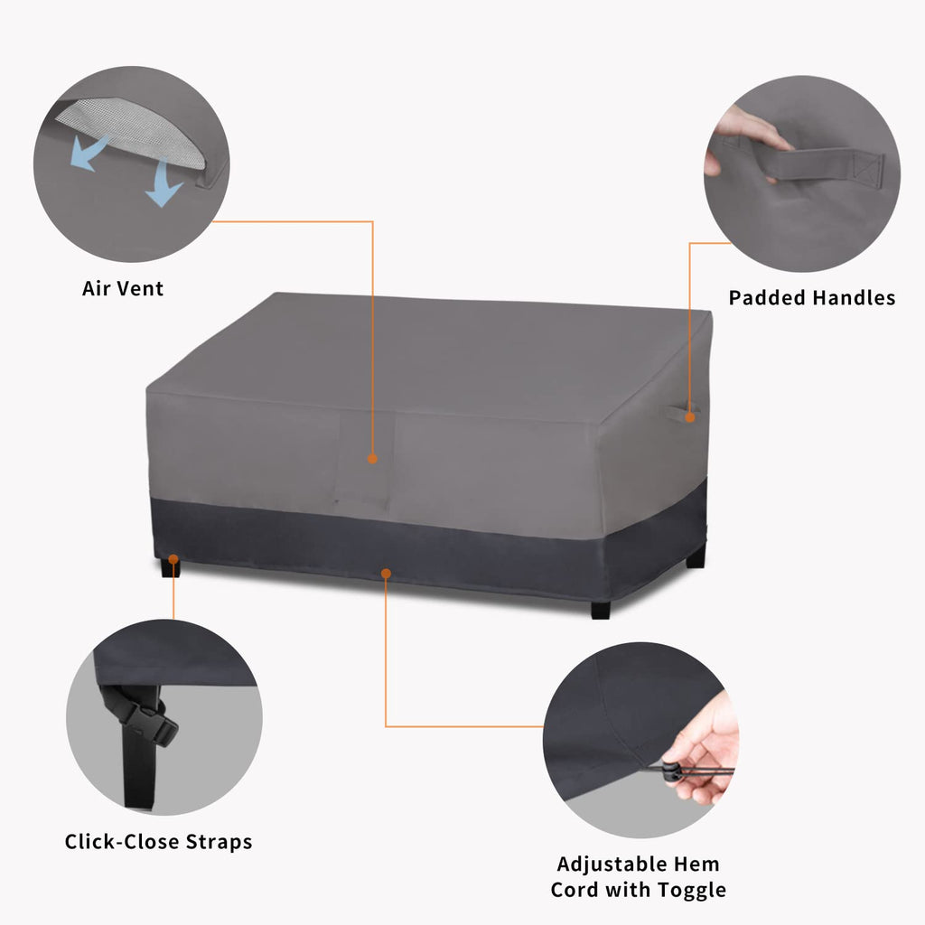 Easy-Going Outdoor Couch Cover, Heavy Duty 3-Seater Patio Sofa Cover, Windproof Outdoor Bench Cover, Durable Patio Furniture Cover (85Wx37Dx35H Inch, Gray/Dark Gray)