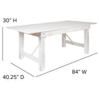 Flash Furniture Hercules Series 7' X 40" Antique Rustic White Folding Farm Table And Four Bench Set