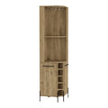 Bosnia Corner Bar Cabinet With 2 Open Shelves, 5 Wine Cubbies, 2 Cabinets, 4 Inner Shelves, And Glass Rack, Macadamia