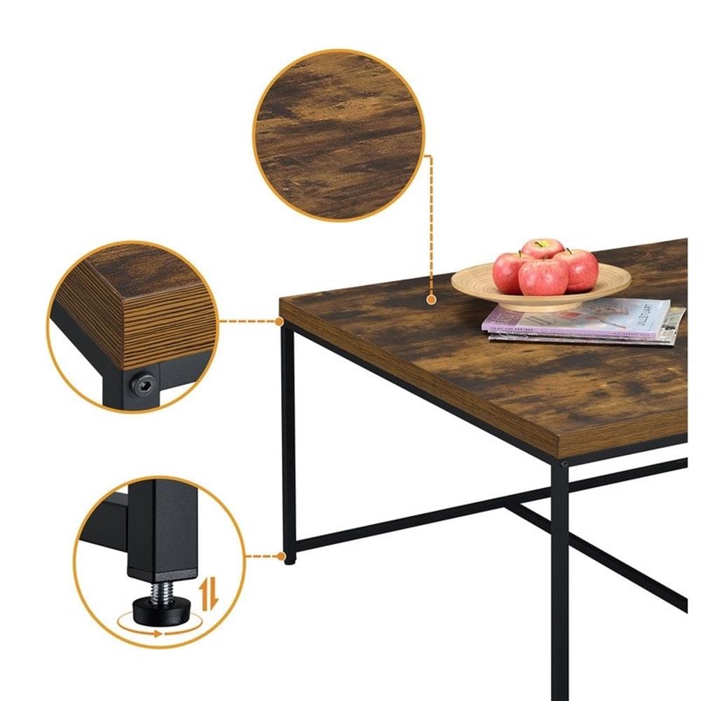 Lilola Home Caitlin Rustic Brown Wood Grain 5 Piece Coffee Table Set
