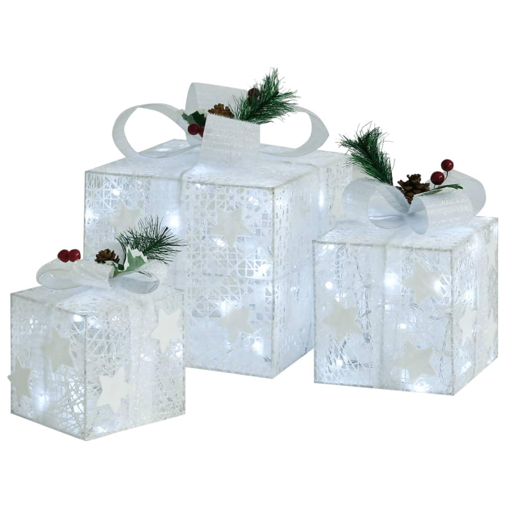 vidaXL Decorative Christmas Gift Boxes 3 pcs Silver Outdoor Indoor