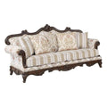 Acme Nayla Fabric Floral Upholstered Rolled Arms Sofa with 4 Pillows Walnut
