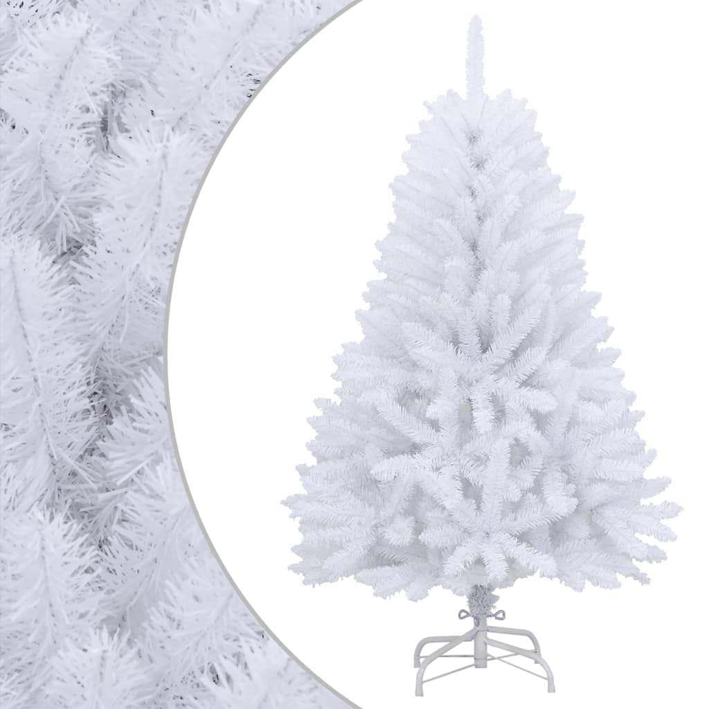vidaXL Artificial Hinged Christmas Tree 59.1"- Lifelike White Xmas Tree with Stand, Easy Assembly, 530 PVC Tips, Indoor/Outdoor Use, Reusable Festive Decor