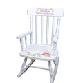 My Bambino Girls Personalized White Wood Rocking Chair Toddler Baby Gift (Calico Owl)