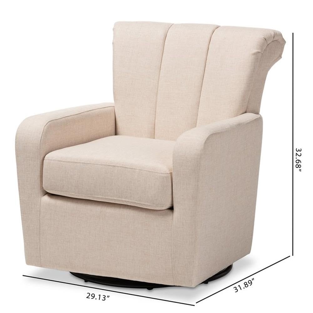 Baxton Studio Rayner Modern And Contemporary Beige Fabric Upholstered Swivel Chair