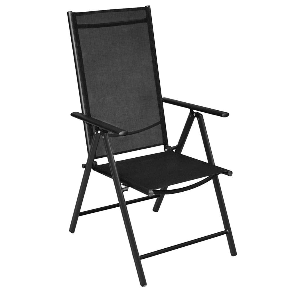 5 Piece Patio Dining Set with Folding Chairs Aluminium Black
