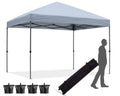 Hlong 10X10 Pop Up Canopy Tent For Backyard Outdoor Portable Easy With Wheeled Carry Bags,4Ropes And Stakes And 4 Sandbags,Gray
