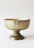 Afloral Distressed Gold Metal Compote Bowl - 8' Wide