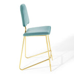 Modway Ponder Performance Velvet Bar Stool, Sea Blue