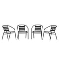 Flash Furniture Lila 4 Pack Aluminum Commercial Indoor-Outdoor Restaurant Stack Chair With Triple Slat Faux Teak Back, Set Of 4,