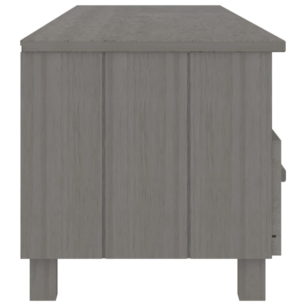 vidaXL Light Gray Pine TV Stand/Console Sideboard - 62.2 x 15.7 x 15.7 in | Solid Wood, MDF | 3 Drawers, 3 Compartments