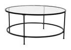 Flash Furniture Astoria Collection Round Coffee Table - Modern Clear Glass Coffee Table - Matte Gold Frame