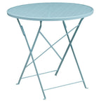 Flash Furniture Oia Commercial Grade 30" Round Sky Blue Indoor-Outdoor Steel Folding Patio Table