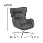 Flash Furniture Rally Gray Leathersoft Swivel Wing Chair