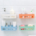 MOHAK Multipurpose Plastic Bathroom Kitchen Office Organize Shelf Rack Shower Corner Caddy Basket with Strong Adhesive Magic Sti