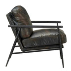 Kosas Home Arnold Cushion Back Transitional Leather Club Chair in Black